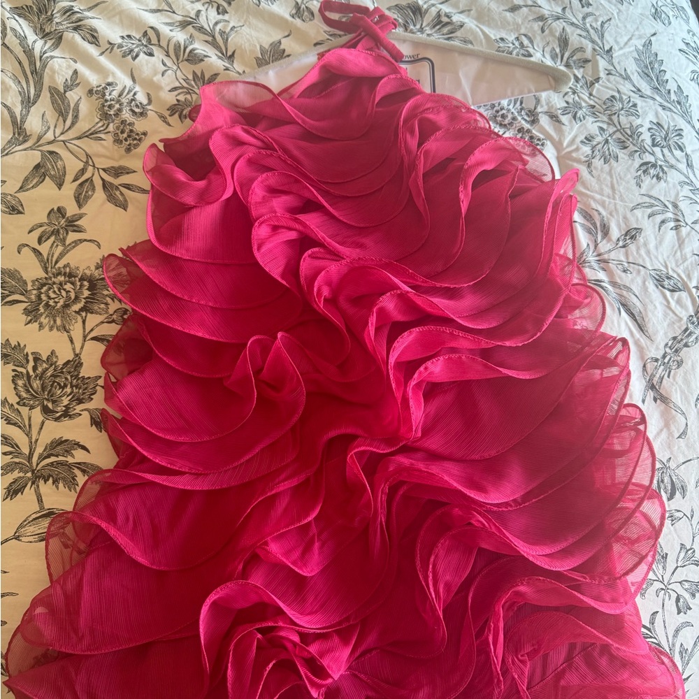 PatBO Pink Ruffled Mini Dress